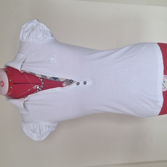 Burberry Authentic White Polo V- neck Cap Sleeve Size XS - Picture 1 of 11